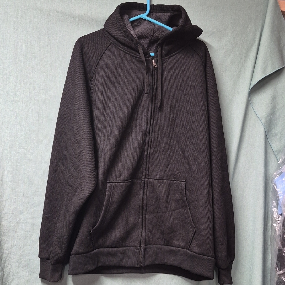 Men's R Brand Mens 2XL Black Hooded Sweater With Fleece On The Inside